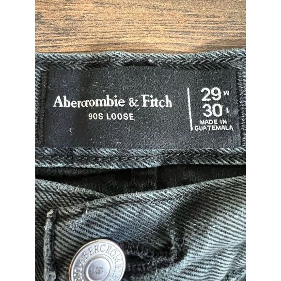 Abercrombie & Fitch 90’s loose black gray distressed jeans size 29 - Picture 7 of 9